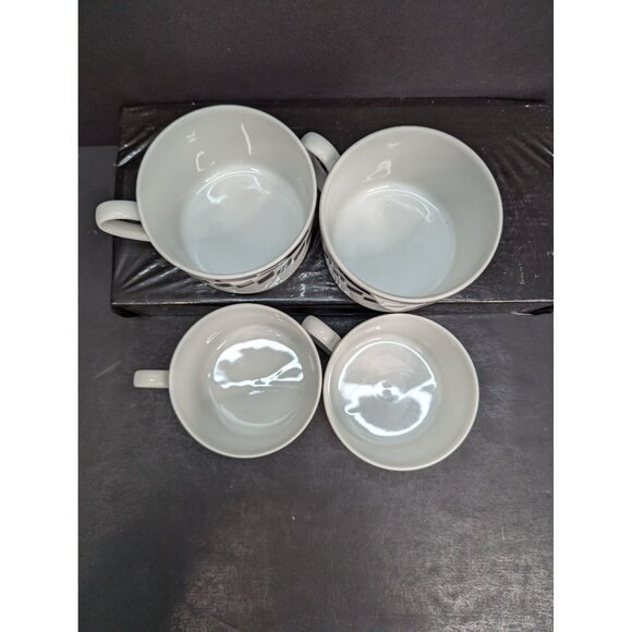 Studio Nova Drama Y0293 Black Geometric Pattern Flat Coffee Cup 6 Oz Set of 4 - Picture 6 of 8